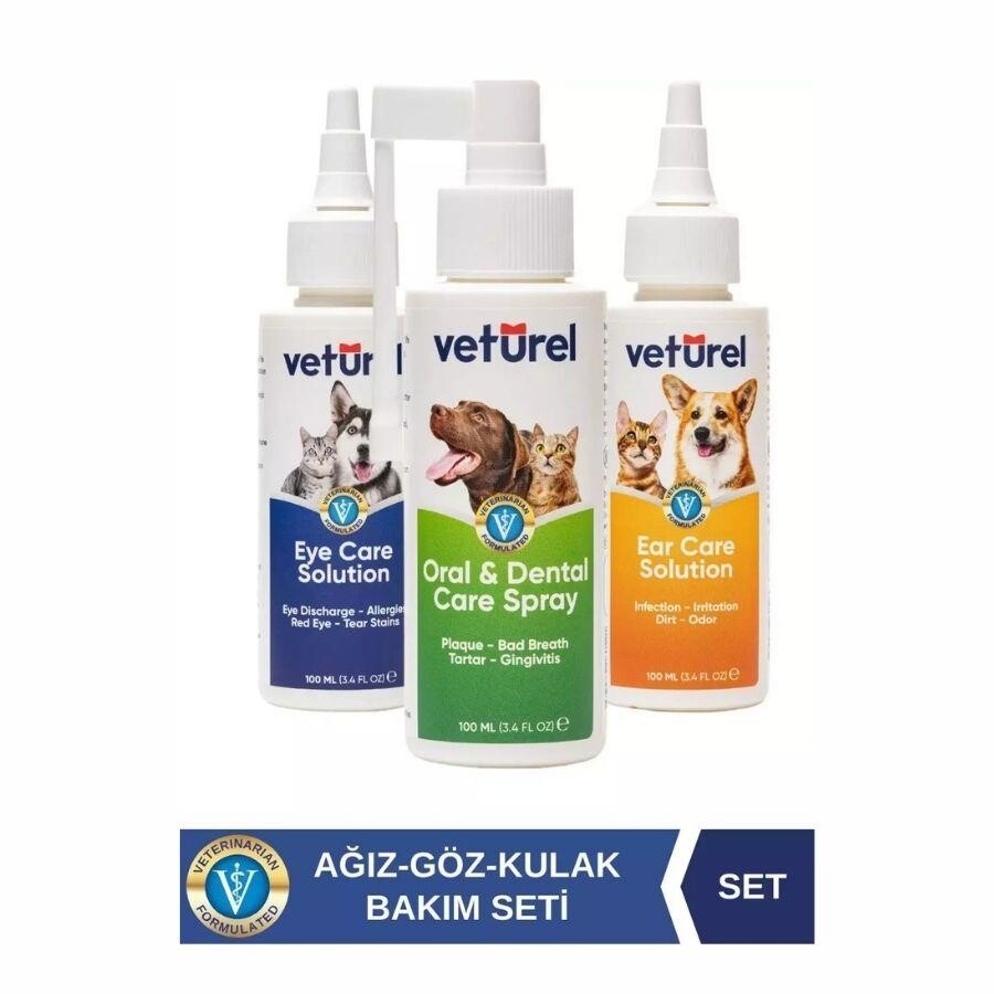 Veturel Kedi Ve Köpekler İçin Ağız Göz Ve Kulak Bakım Spreyi Başlangıç Seti 3X100 ML | SRC: Barcode: AVNTJ0001